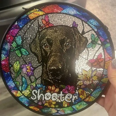 Custom Pet Portrait Memorial Suncatcher Window Hangings Loss of Pet Keepsake Gift