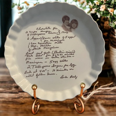 Personalized Handwritten Recipe Plate With Photo For Family Christmas Keepsake Gift
