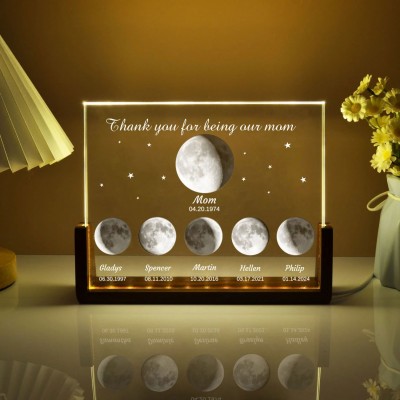 Custom Mom Moon Phase Night Light By Date For Mother's Day Gift