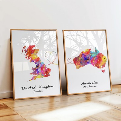 Personalized Country Location Map Wooden Sign Gift For Valentine's Day Wedding Anniversary