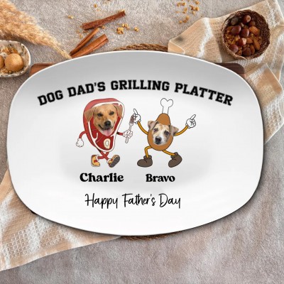 Personalized Dad's Grilling Platter With Kids Photo and Names For Dog Dad Father's Day Funny Gift