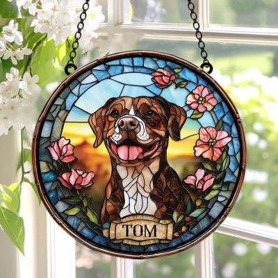 Custom Dog Portrait Memorial Suncatcher Window Hangings Loss of Pet Sympathy Gift