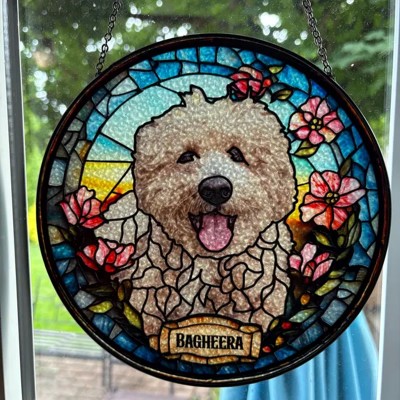 Custom Pet Portrait Memorial Suncatcher Window Hangings Loss of Pet Sympathy Gift