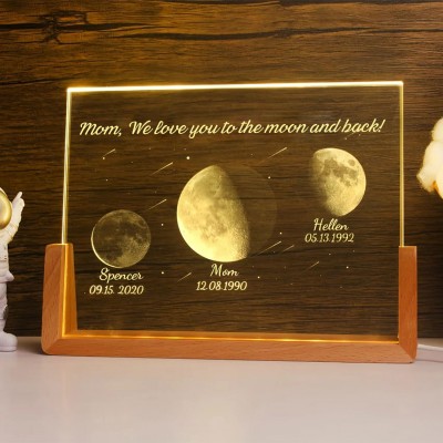 Custom Mom Moon Phase Night Light By Date For Mother's Day Gift