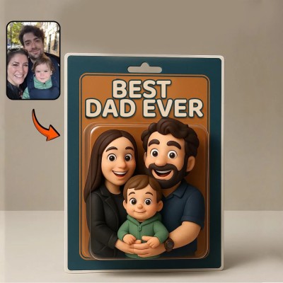 Custom Photo Dad And Kids Action Figure Acrylic Block Best Dad Ever Plaque For Father's Day Gift