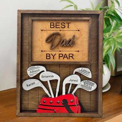 Personalized Dad Golf 3D Wooden Sign Best Dad By Par Father's Day Golf Lover Gift
