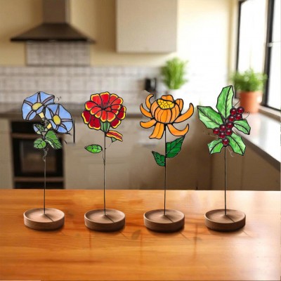 Personalized Birth Month Flower Garden Plant Stake For Mom or Grandma Gift