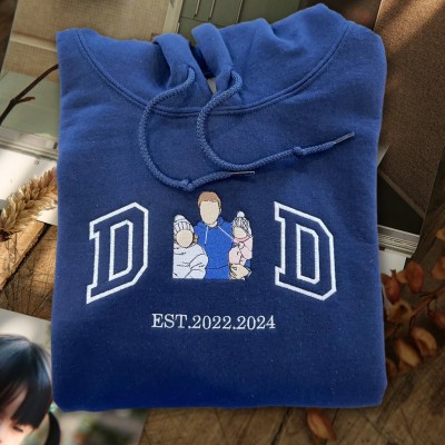 Custom Embroidered Dad Hoodie Sweatshirt With Photo For Father's Day Gift