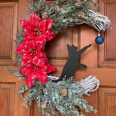 Christmas Black Cat Wreath