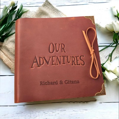 Our Adventure Book Personalized Leather Photo Album For Valentine's Day Anniversary Gift Ideas