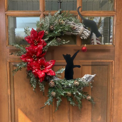 Christmas Black Cat Moon Wreath