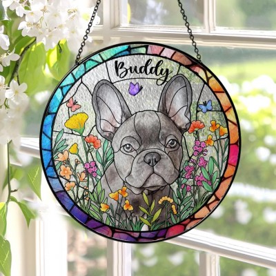 Custom Dog Portrait Memorial Suncatcher Window Hangings For Pet Lover Keepsake Gift