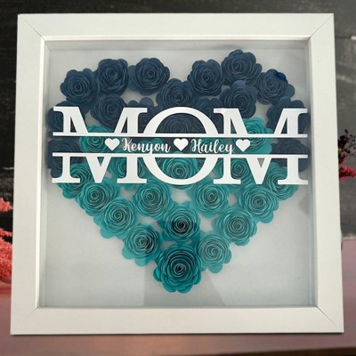 Custom Mom Flower Shadow Box with Kids Names For Mother's Day Gift