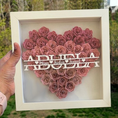 Custom Mom Flower Shadow Box with Kids Names For Mother's Day Gift