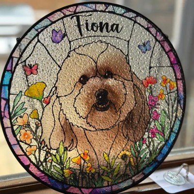 Custom Dog Portrait Memorial Suncatcher Window Hangings For Pet Lover Keepsake Gift