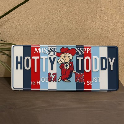 Hotty Toddy License Plate Sign – Ole Miss Rebels Wall Art Game Day Decor Christmas Gift