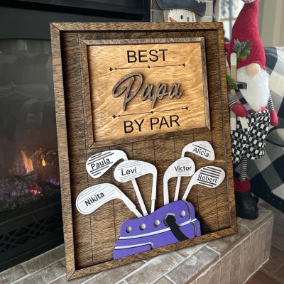 Personalized Papa Golf 3D Wooden Sign Best Dad By Par Father's Day Golf Lover Gift