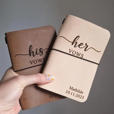Personalized Leather His Her Vow Books for Couple Keepsake Anniversary Gifts