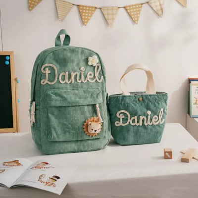 Custom Kids Backpack and Lunchbag With Name Toddler School Bag For Back To School Kit Gift