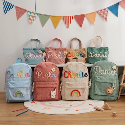 Custom Kids Backpack and Lunchbag With Name Toddler School Bag For Back To School Kit Gift
