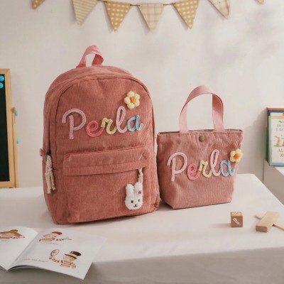 Custom Kids Backpack and Lunchbag With Name Toddler School Bag For Back To School Kit Gift