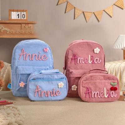 Custom Kids Backpack and Lunchbag With Name Toddler School Bag For Back To School Kit Gift