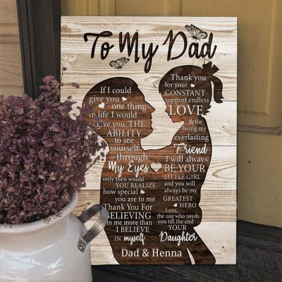 Personalized Gift For Dad From Daughter To My Dad Quote Wood Sign Father's Day Gift