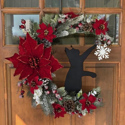 Christmas Black Cat Moon Wreath