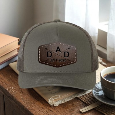 Custom Dad Leather Patch Hat With Est Year For Men Dad Father's Day Gift