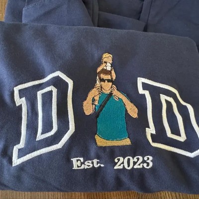 Custom Embroidered Dad Sweatshirt With Photo For Father's Day Gift