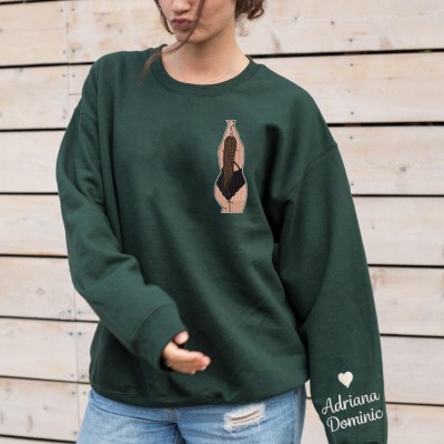Custom Embroidered Outline Photo Spicy Sweatshirt For Boyfriend Anniversary Valentine Surprise Gift
