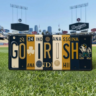 Go Irish License Plate Sign – Notre Dame Fighting Irish Wall Art Game Day Decor Christmas Gift