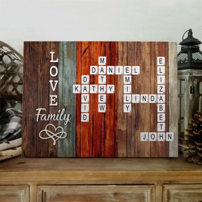 Custom Crossword Scrabble Tile Name Family Sign For Christmas Anniversary Keepsake Gift
