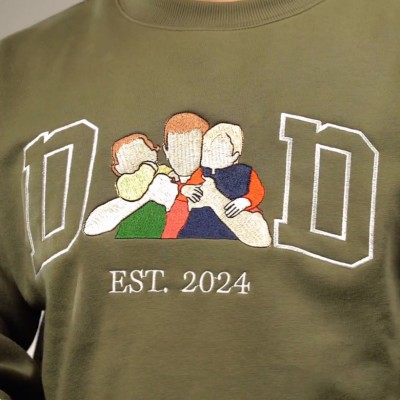 Custom Embroidered Dad Sweatshirt With Photo For Father's Day Gift