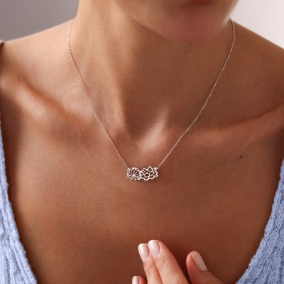 Personalized Dainty Birth Flower Bouquet Necklace For Grandma Mother's Day Gift
