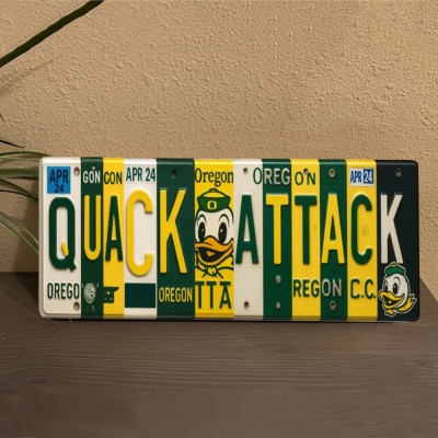 Quack Attack License Plate Sign – Oregon Ducks Wall Art Game Day Decor Christmas Gift