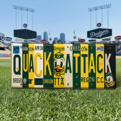 Quack Attack License Plate Sign – Oregon Ducks Wall Art Game Day Decor Christmas Gift