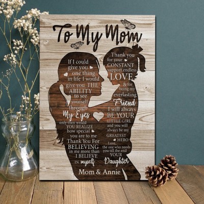Personalized Gift For Mom From Daughter To My Mom Quote Wood Sign Mother's Day Gift