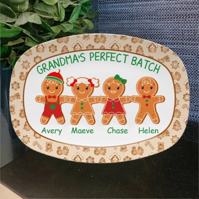 Personalized Grandma's Perfect Batch Christmas Gingerbread Family Platter With Names Gift