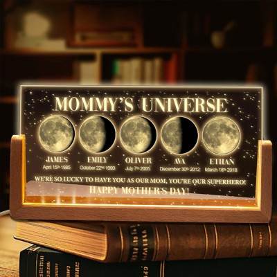 Custom Moon Phase Night Light By Date For Mother's Day Gift The Day You Became Mom