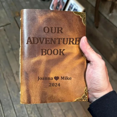 Our Adventure Book Personalized Leather Photo Album For Valentine's Day Anniversary Gift Ideas