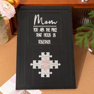 Custom Mom Puzzle Sign with Kids Name Piece For Mother's Day Gift