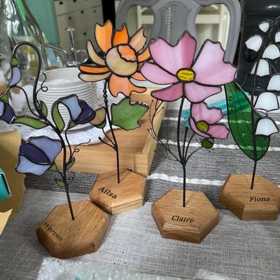 Personalized Birth Month Flower Garden Plant Stake For Mom or Grandma Christmas Gift