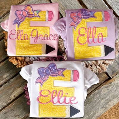 Personalized Embroidered Back to School Pencil Letter Shirt First Day of School Shirt For Kids Gift