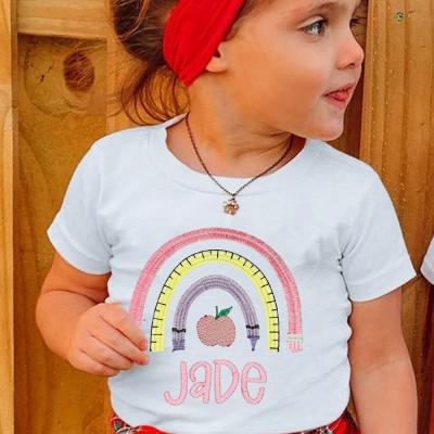 Personalized Embroidered Back to School Shirt First Day of School Shirt For Kids Gift