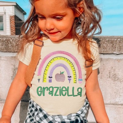 Personalized Embroidered Back to School Shirt First Day of School Shirt For Kids Gift