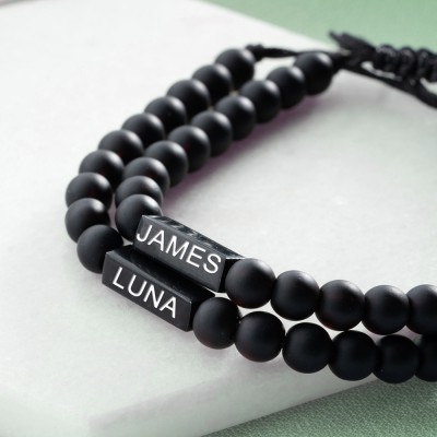 Personalized Couple Bracelet with Custom Text For Valentine's Day Anniversary Gift Ideas