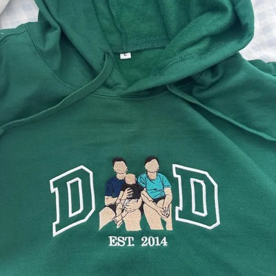 Custom Embroidered Dad Hoodie Sweatshirt With Photo For Father's Day Gift