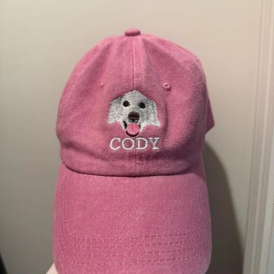 Custom Pet Dog Face Photo Embroidered Hat For Pet Lover Memorial Keepsake Gift