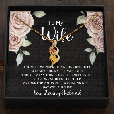 Custom Couple Names Heart Necklace With Birthstones Valentine's Day Gifts